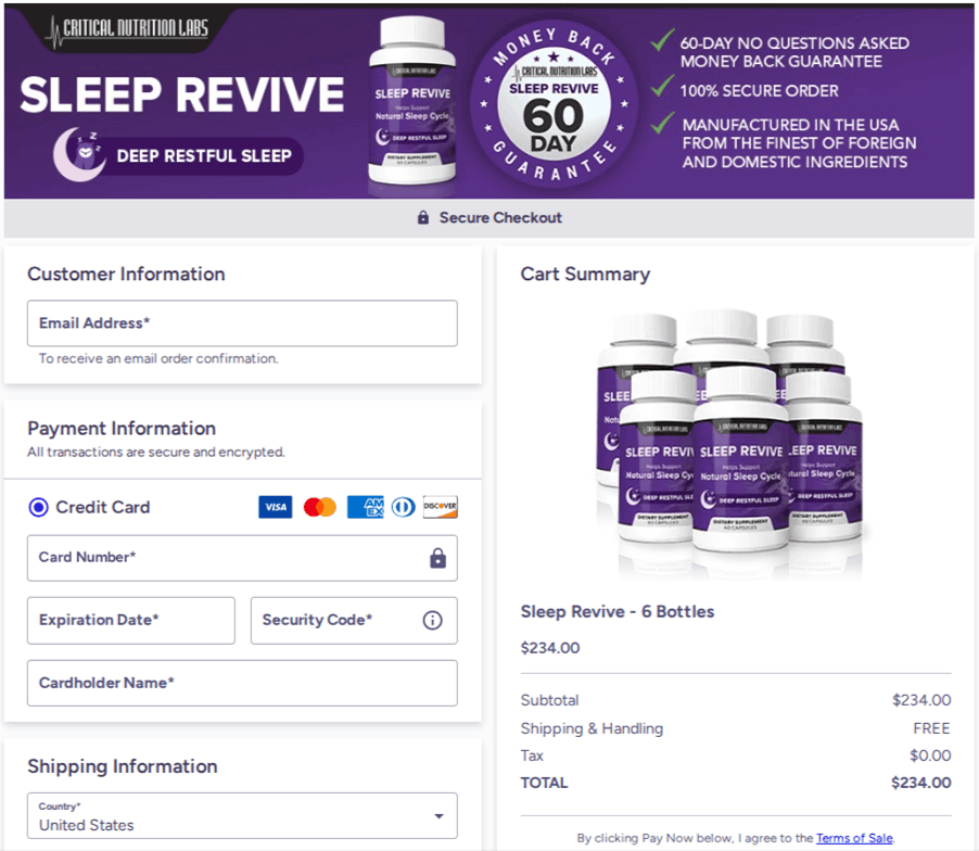 Sleep Revive Checkout